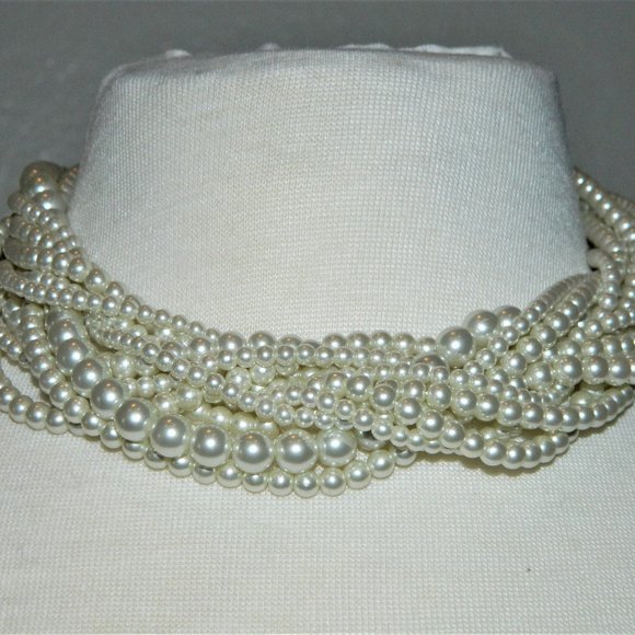 Givenchy Muti-Strand Faux Pearl Choker Necklace - Picture 1 of 9